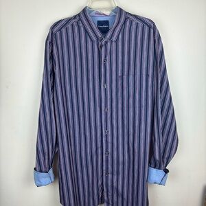 Tommy Bahamama cotton blue striped L/S button down shirt-men’s XLT